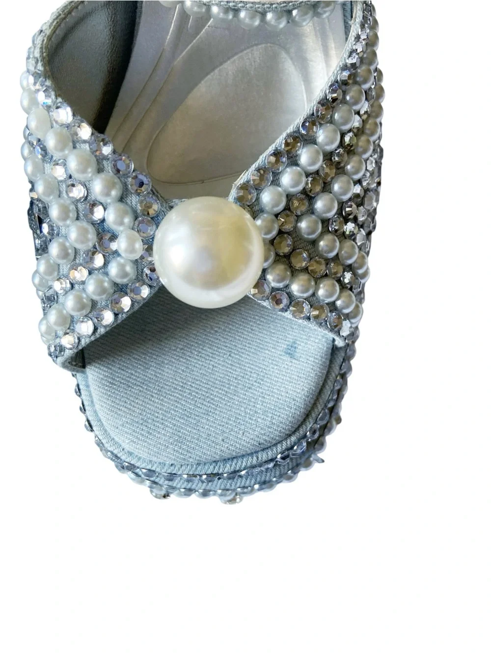 Azalea Wang Something Blue Platform Heels Crystal Pearl Sandal Size 6